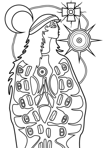 The Virgin Mary By Norval Morrisseau Coloring Page